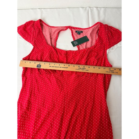 Wild Fable Red White Polka Dot Square Neck Open Back Midi Dress Cap Sleeve XL - Picture 16 of 16